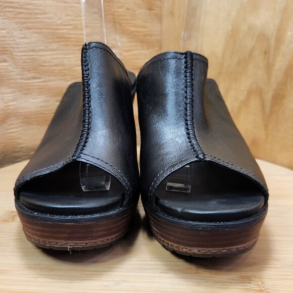 Timberland Earthkeepers Danforth Womens Black Leather Wedge Heel Mules Size 9 - Picture 2 of 10